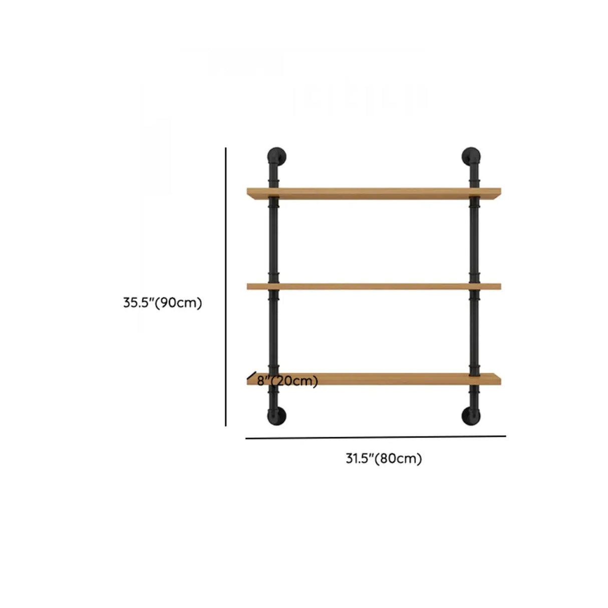 Wall Mounted Rustic Ladder Pipe Pine Display Bookshelf Image - 25