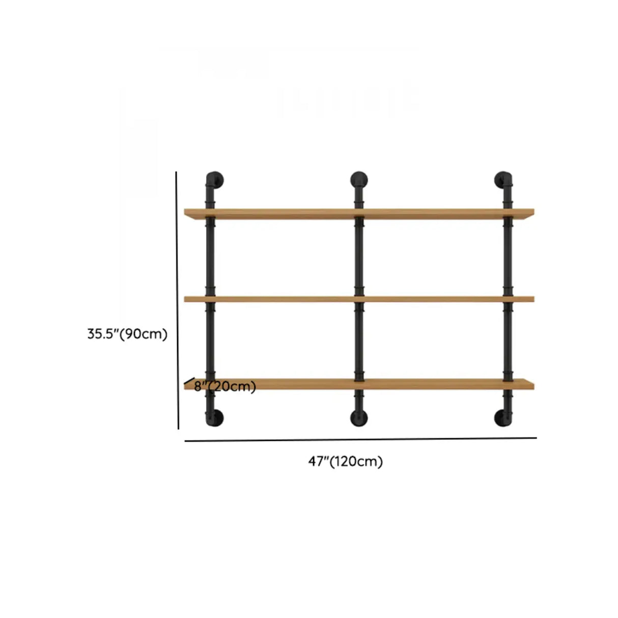Wall Mounted Rustic Ladder Pipe Pine Display Bookshelf Image - 27