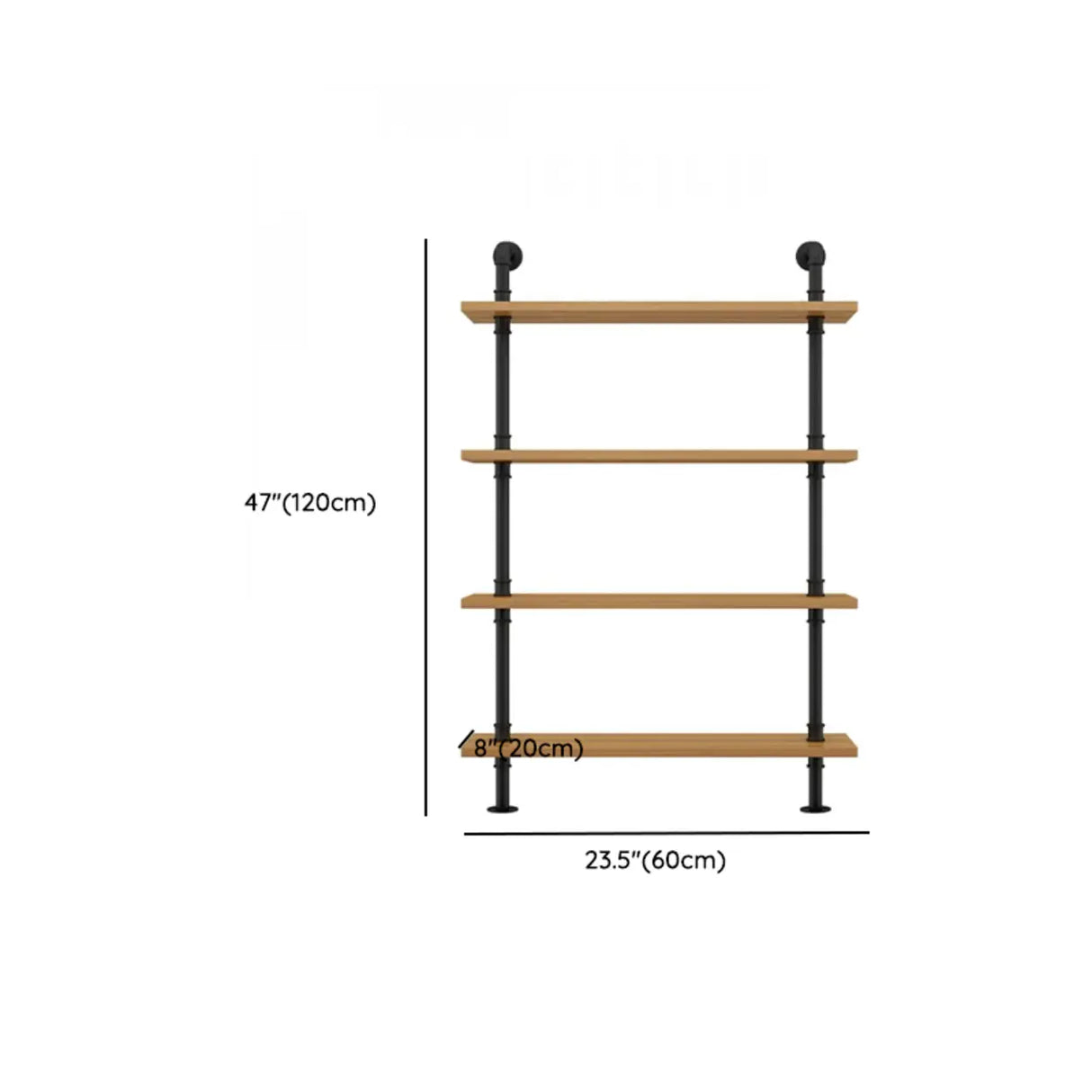 Wall Mounted Rustic Ladder Pipe Pine Display Bookshelf Image - 29