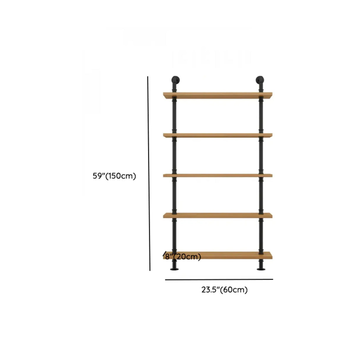 Wall Mounted Rustic Ladder Pipe Pine Display Bookshelf Image - 30