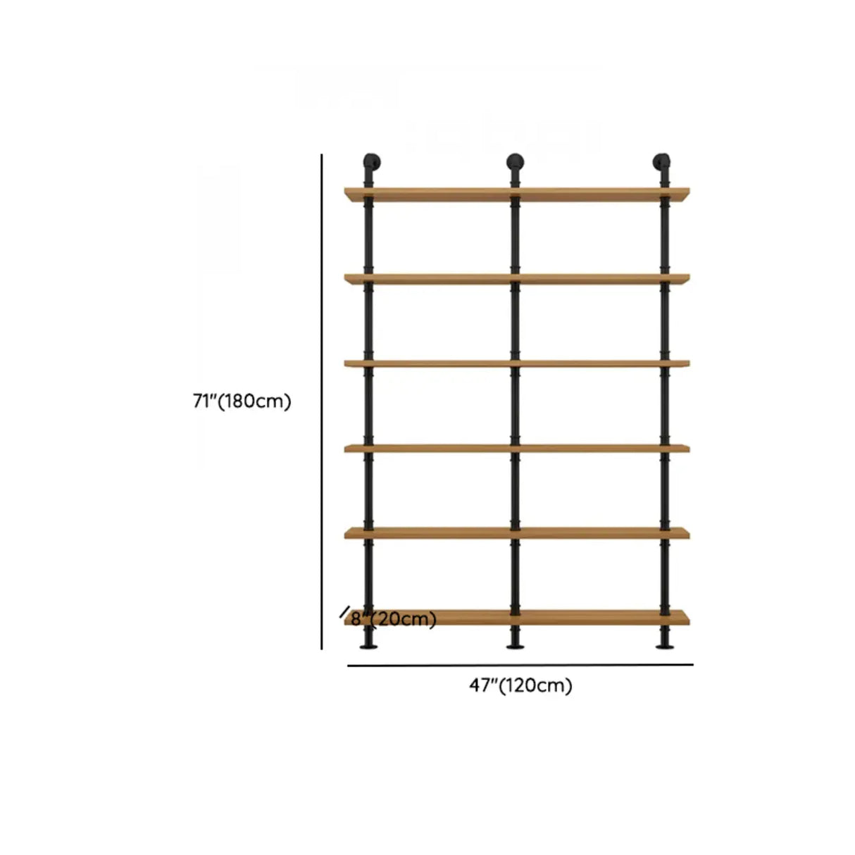 Wall Mounted Rustic Ladder Pipe Pine Display Bookshelf Image - 33