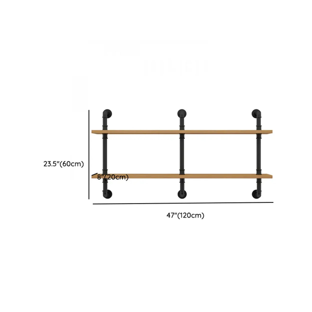 Wall Mounted Rustic Ladder Pipe Pine Display Bookshelf Image - 35