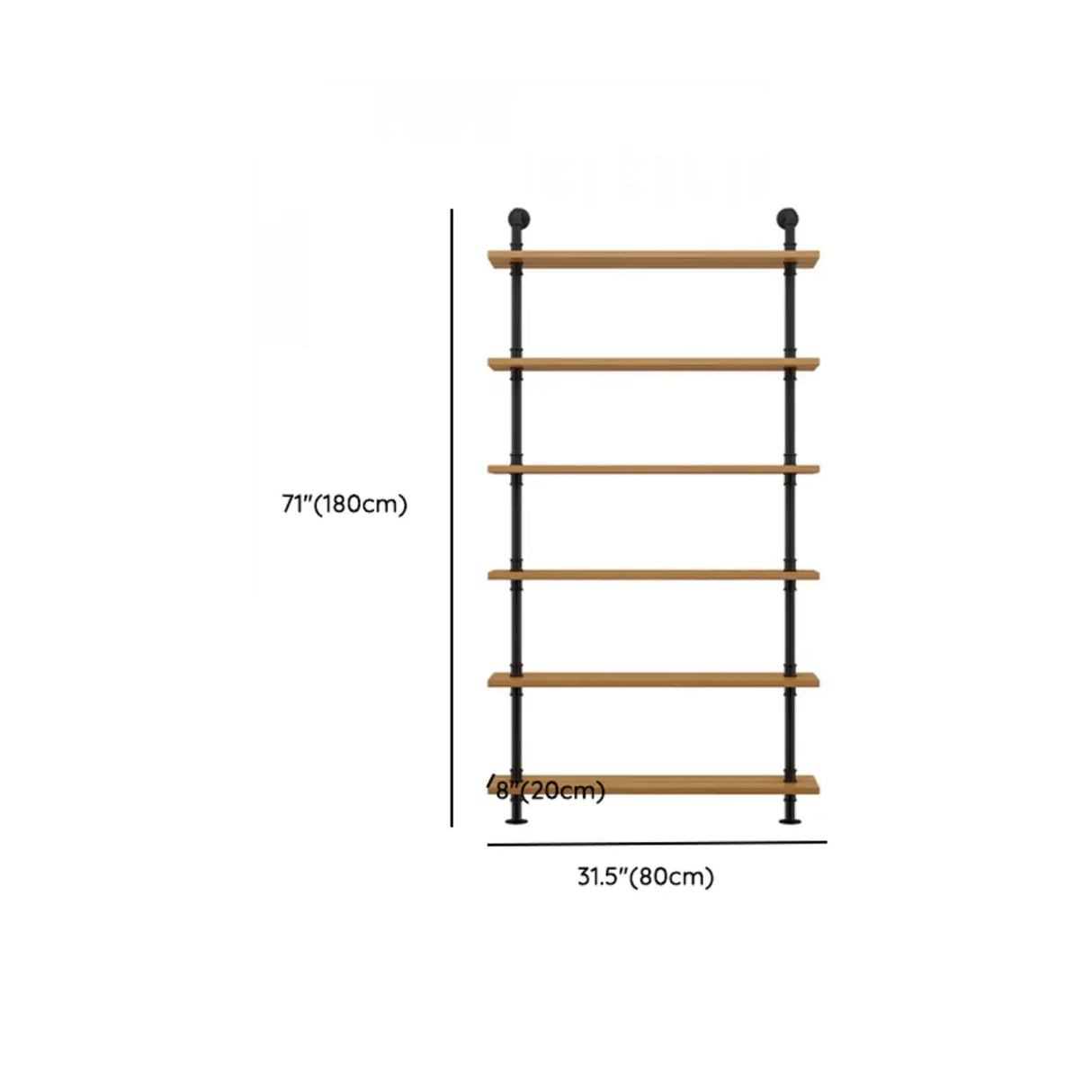 Wall Mounted Rustic Ladder Pipe Pine Display Bookshelf Image - 37