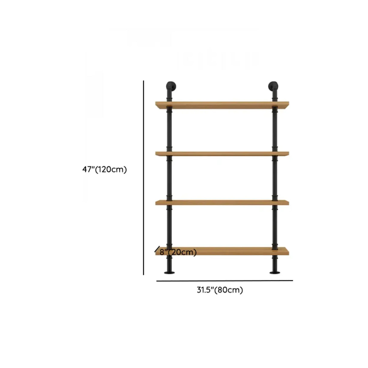 Wall Mounted Rustic Ladder Pipe Pine Display Bookshelf Image - 39