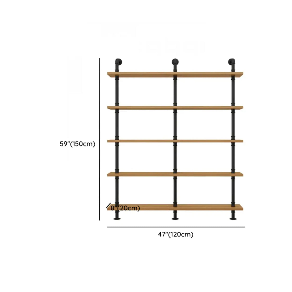 Wall Mounted Rustic Ladder Pipe Pine Display Bookshelf Image - 40