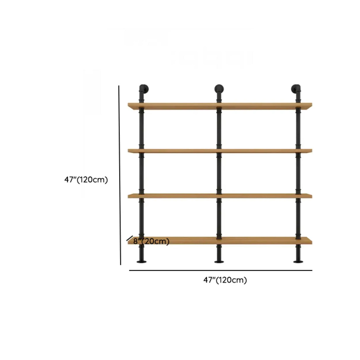 Wall Mounted Rustic Ladder Pipe Pine Display Bookshelf Image - 41