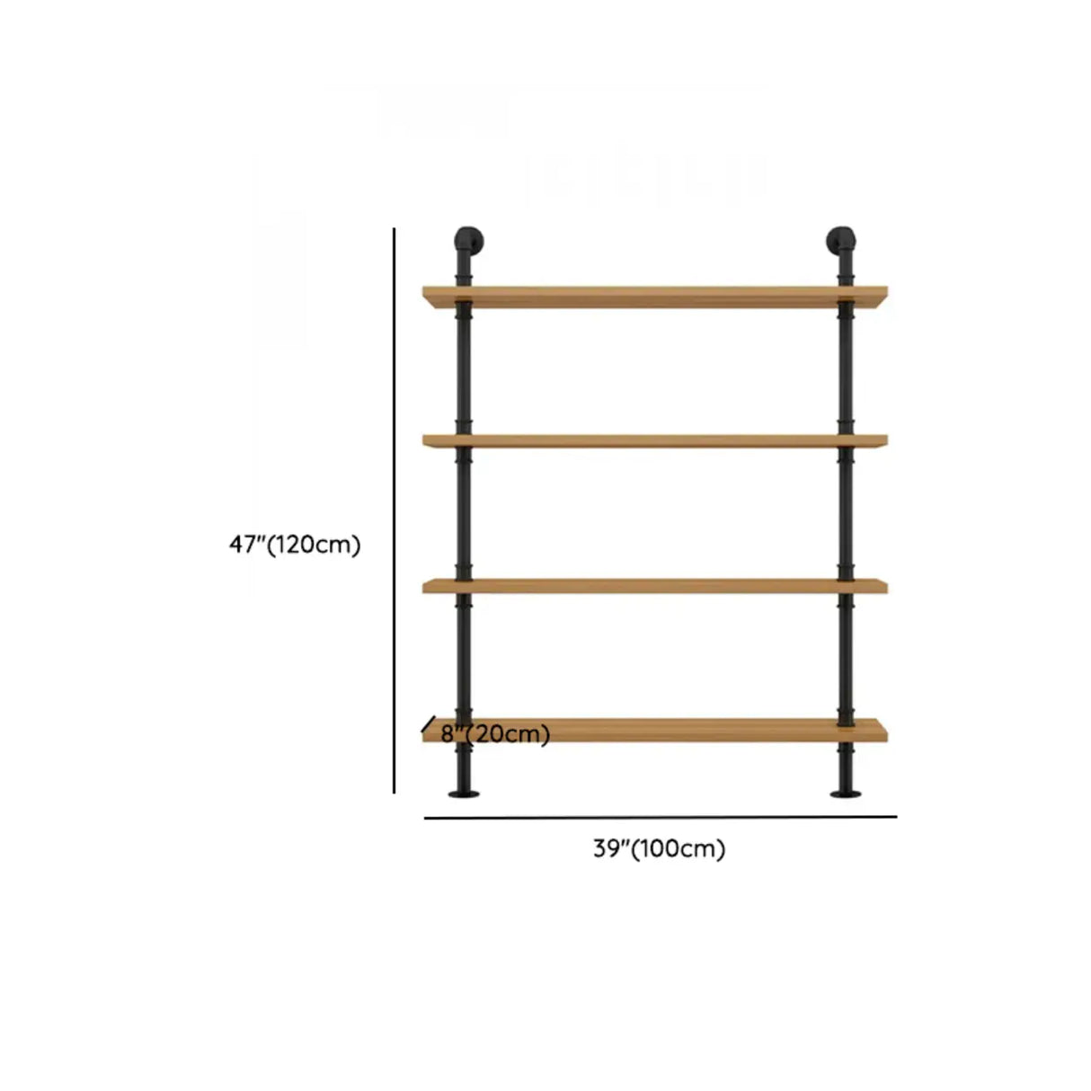 Wall Mounted Rustic Ladder Pipe Pine Display Bookshelf Image - 42
