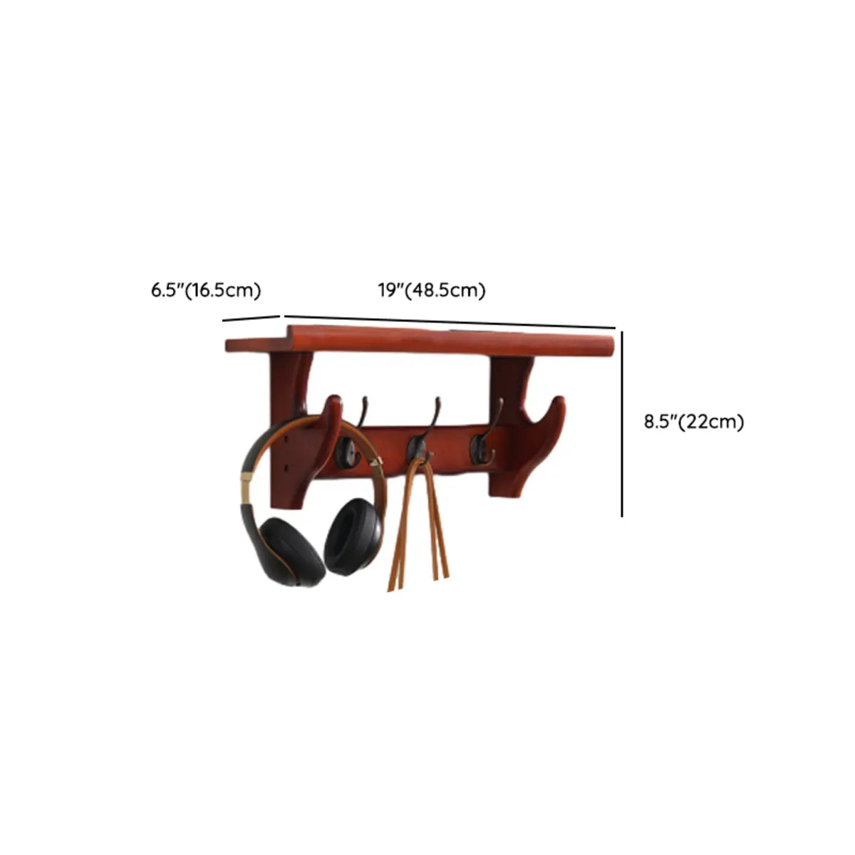 Wall-Mounted Wood Brown Coat Rack with Shelf and Hooks
