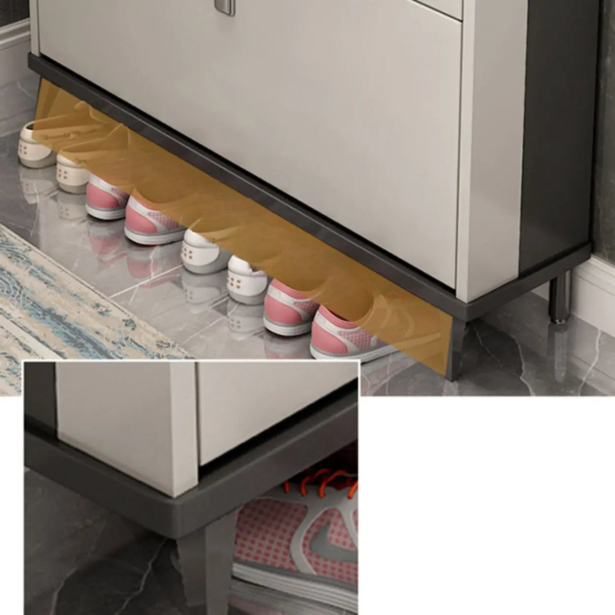 Wall Mounted Wood Entryway Grey Medium Shoe Storage Unit Image - 10