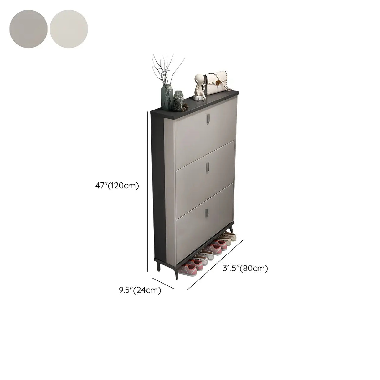 Wall Mounted Wood Entryway Grey Medium Shoe Storage Unit Image - 24