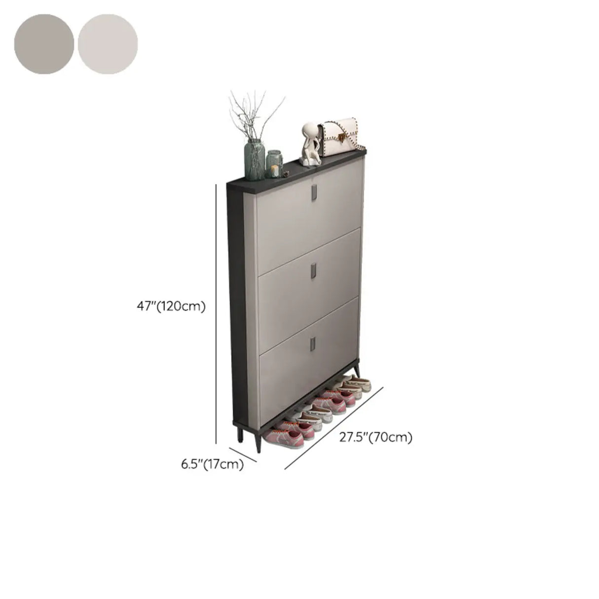 Wall Mounted Wood Entryway Grey Medium Shoe Storage Unit Image - 17