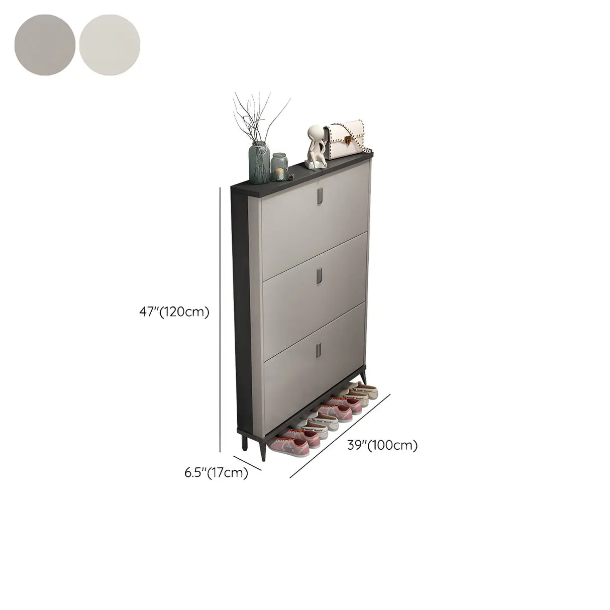 Wall Mounted Wood Entryway Grey Medium Shoe Storage Unit Image - 20