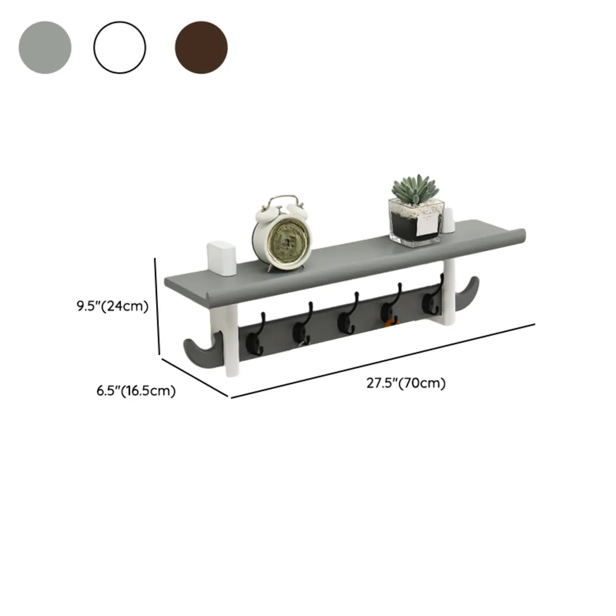 Wall-Mounted Wood Nut-Brown Shelf Coat Rack Organizer Image - 10