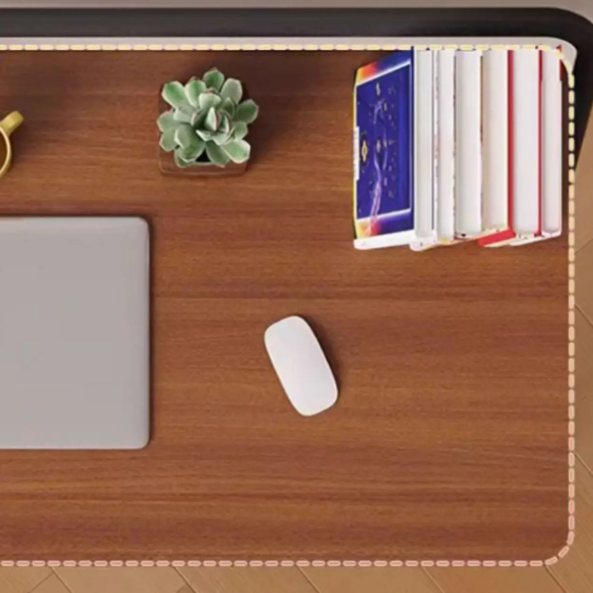 Walnut-Black Foldable Wood Rectangular Small Desk Image - 17