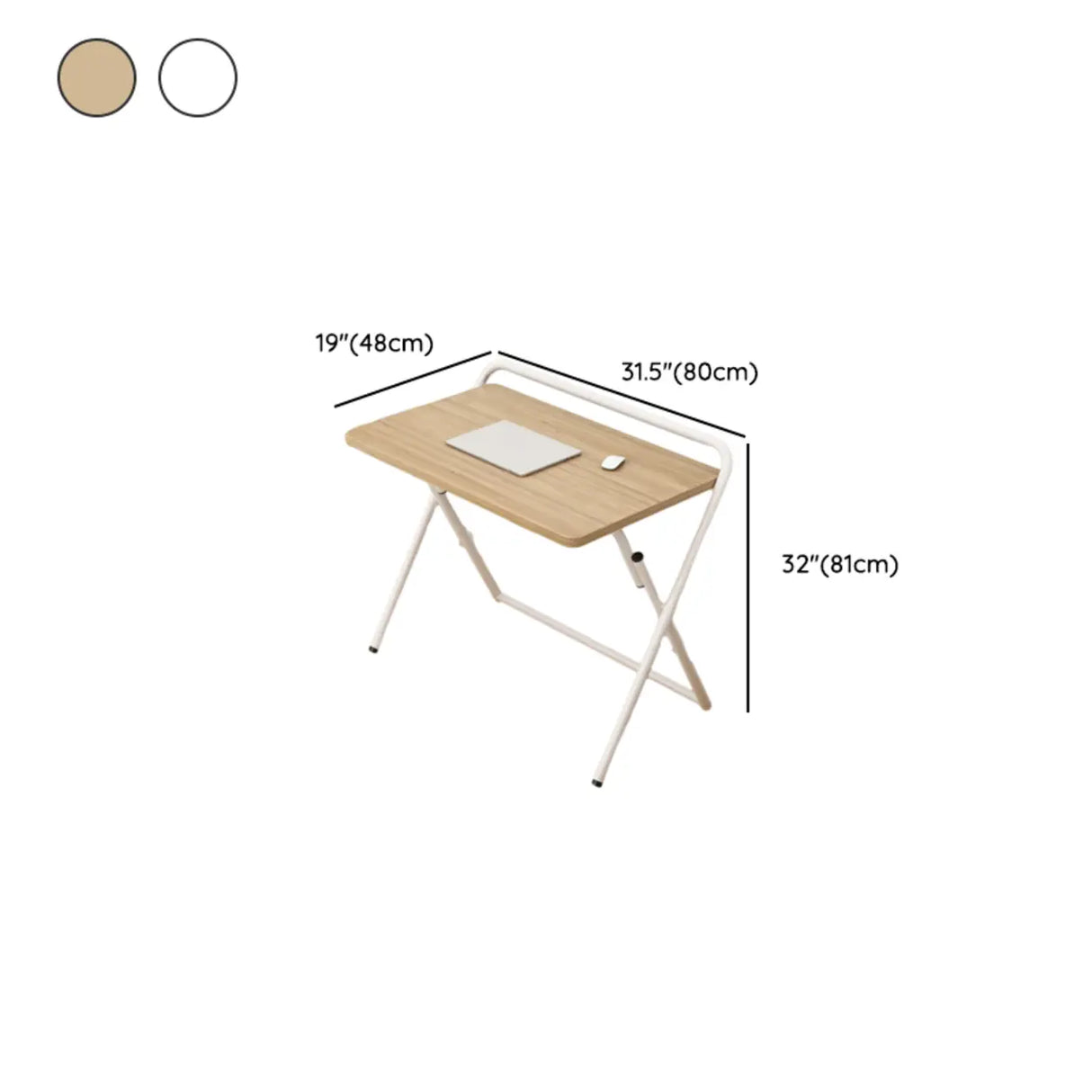 Walnut-Black Foldable Wood Rectangular Small Desk Image - 31