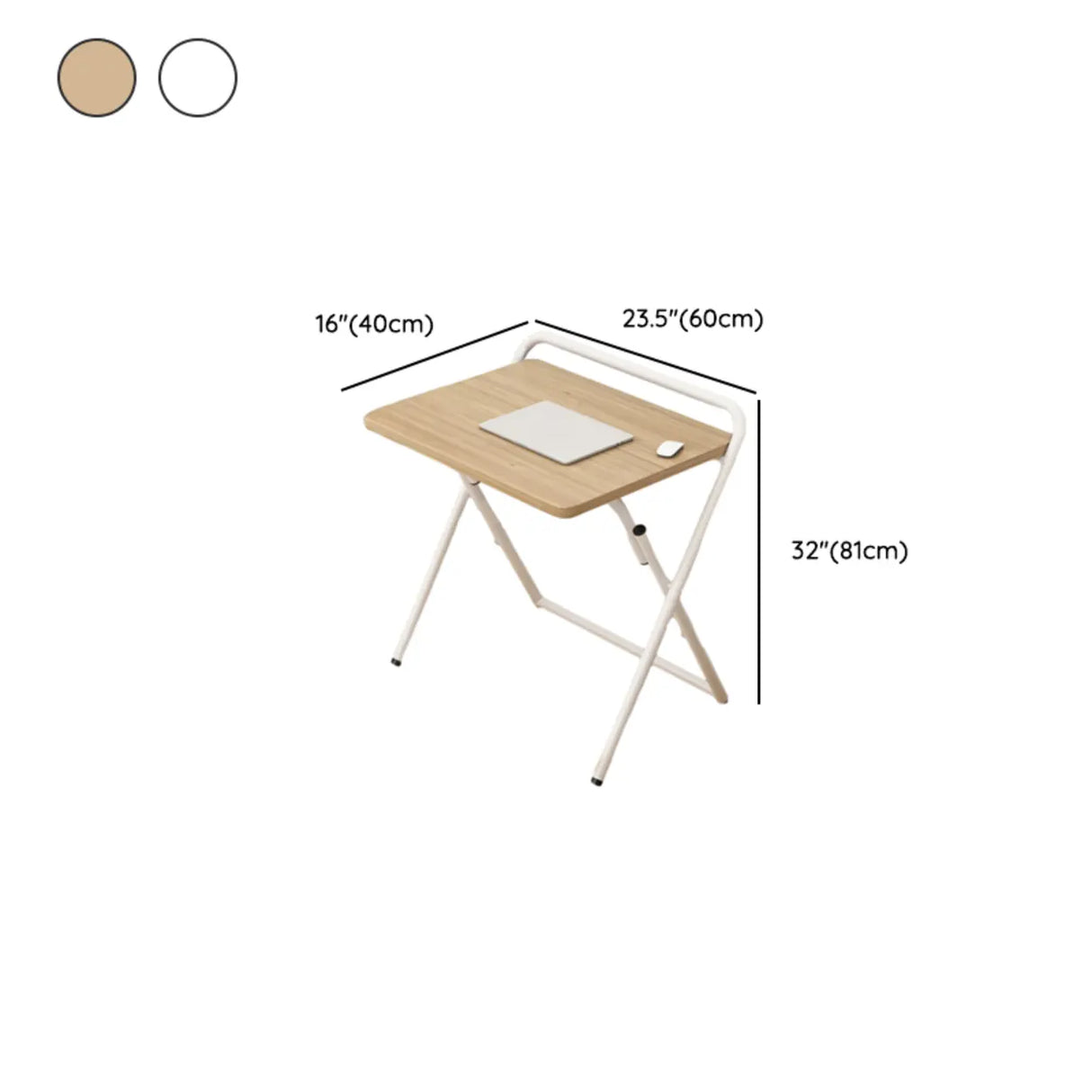 Walnut-Black Foldable Wood Rectangular Small Desk Image - 32
