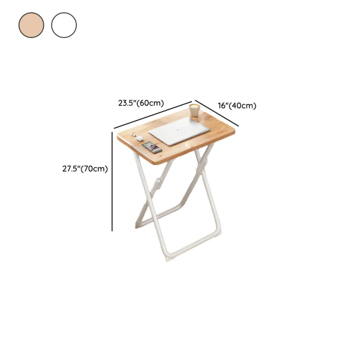 Walnut-Black Foldable Wood Rectangular Small Desk Image - 34
