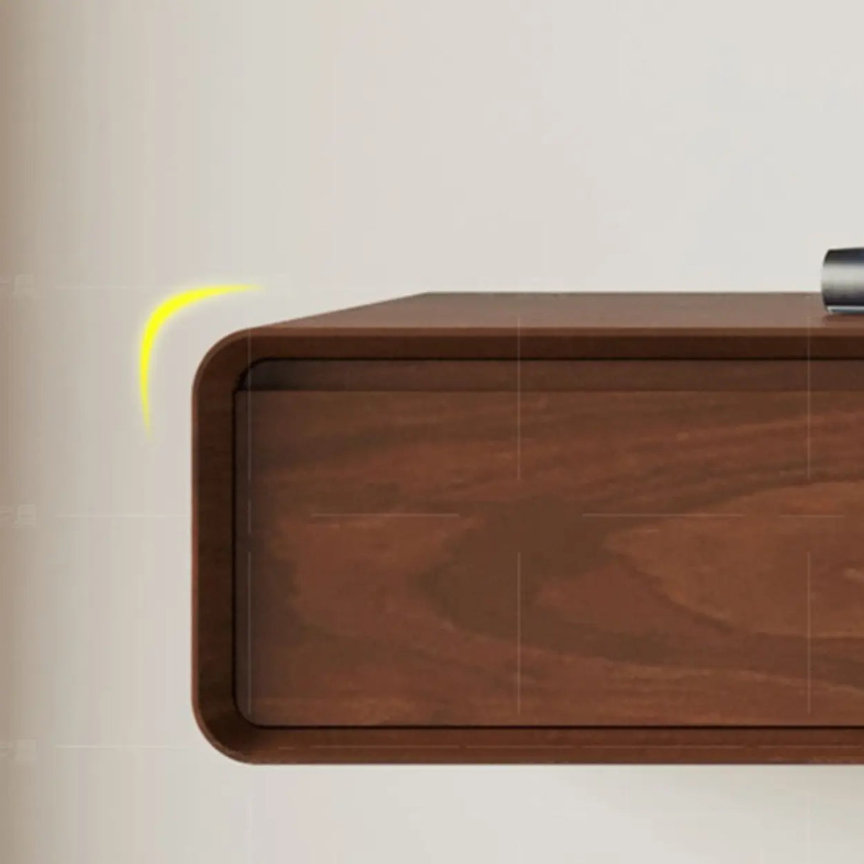 Walnut-Black Wooden Drawers Floating Mount TV Stand Image - 11