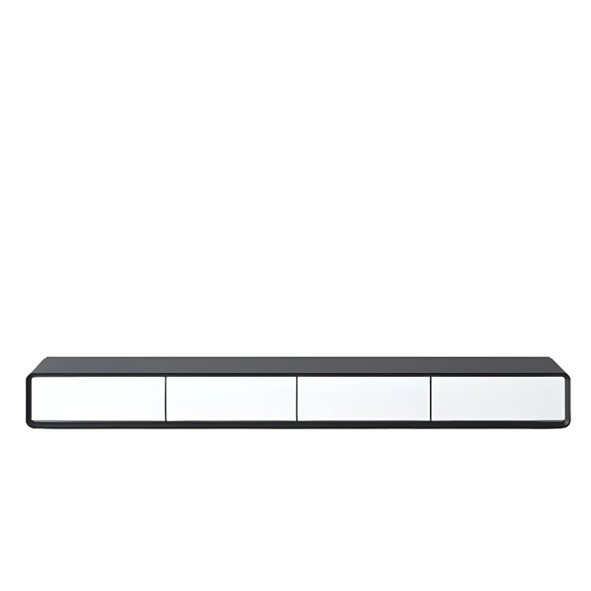 Walnut-Black Wooden Drawers Floating Mount TV Stand Image - 14