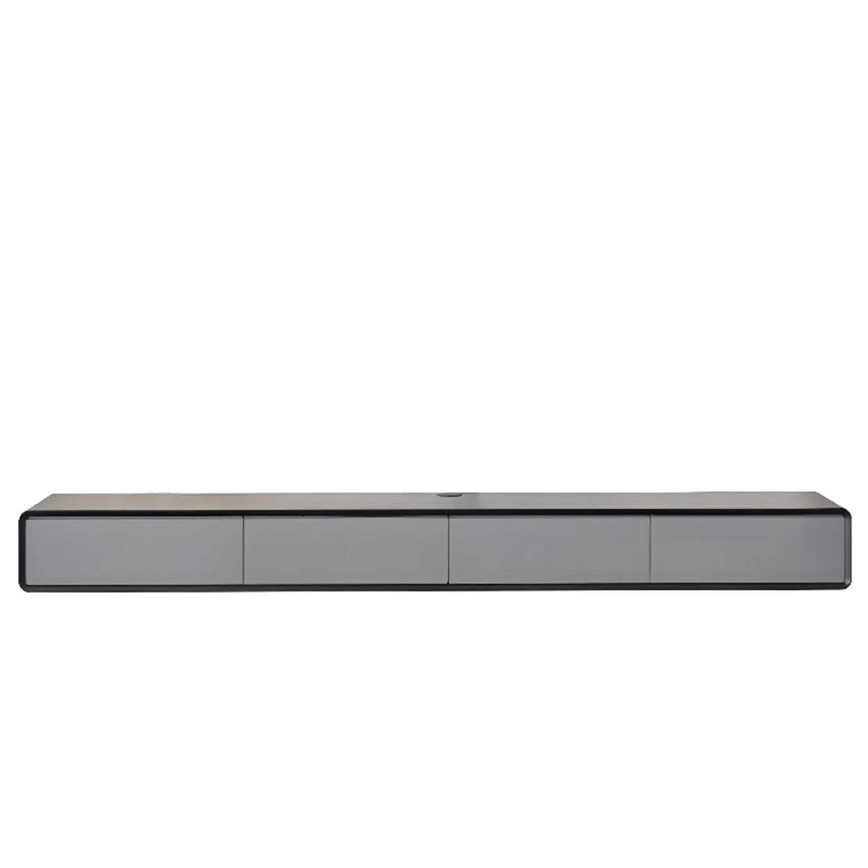 Walnut-Black Wooden Drawers Floating Mount TV Stand Image - 21