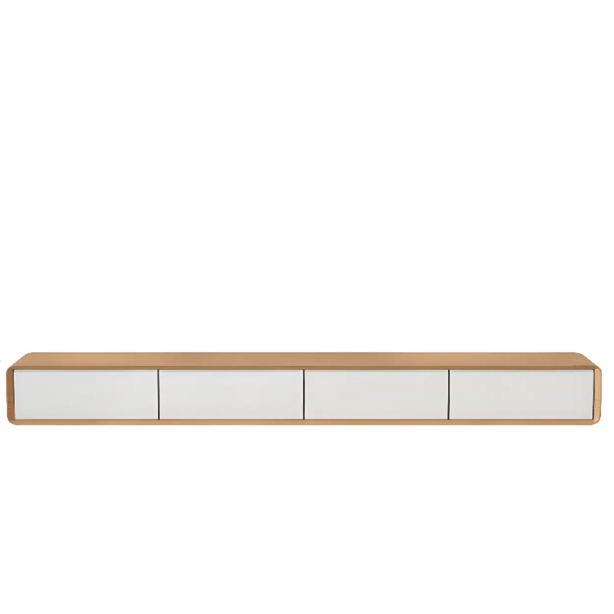 Walnut-Black Wooden Drawers Floating Mount TV Stand Image - 31