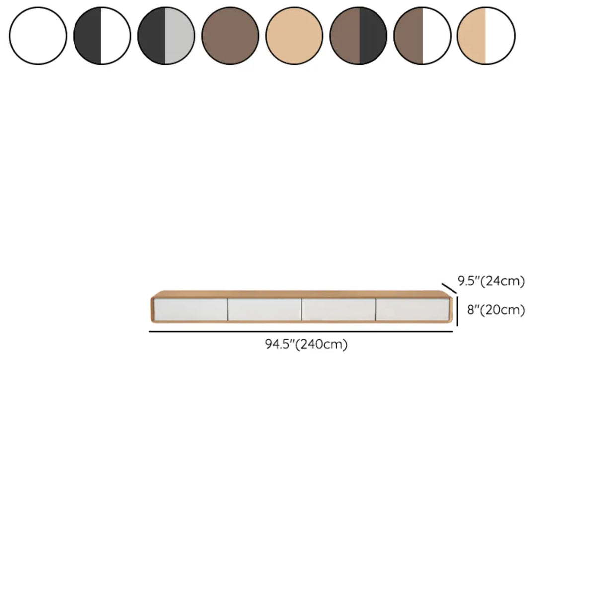 Walnut-Black Wooden Drawers Floating Mount TV Stand Image - 35