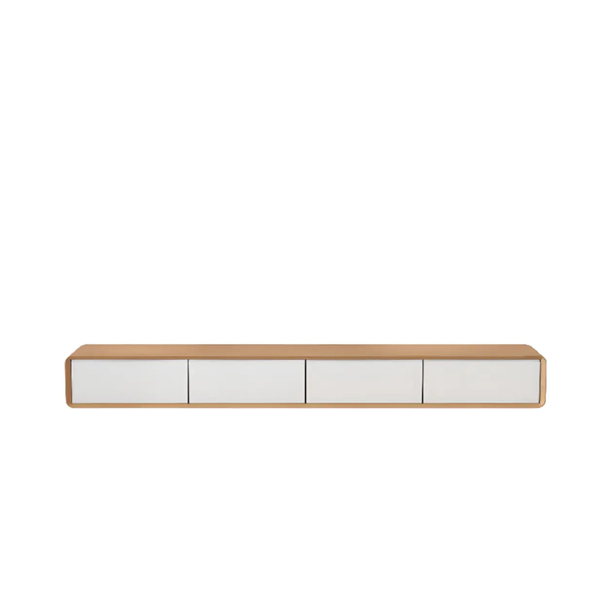 Walnut-Black Wooden Drawers Floating Mount TV Stand Image - 4