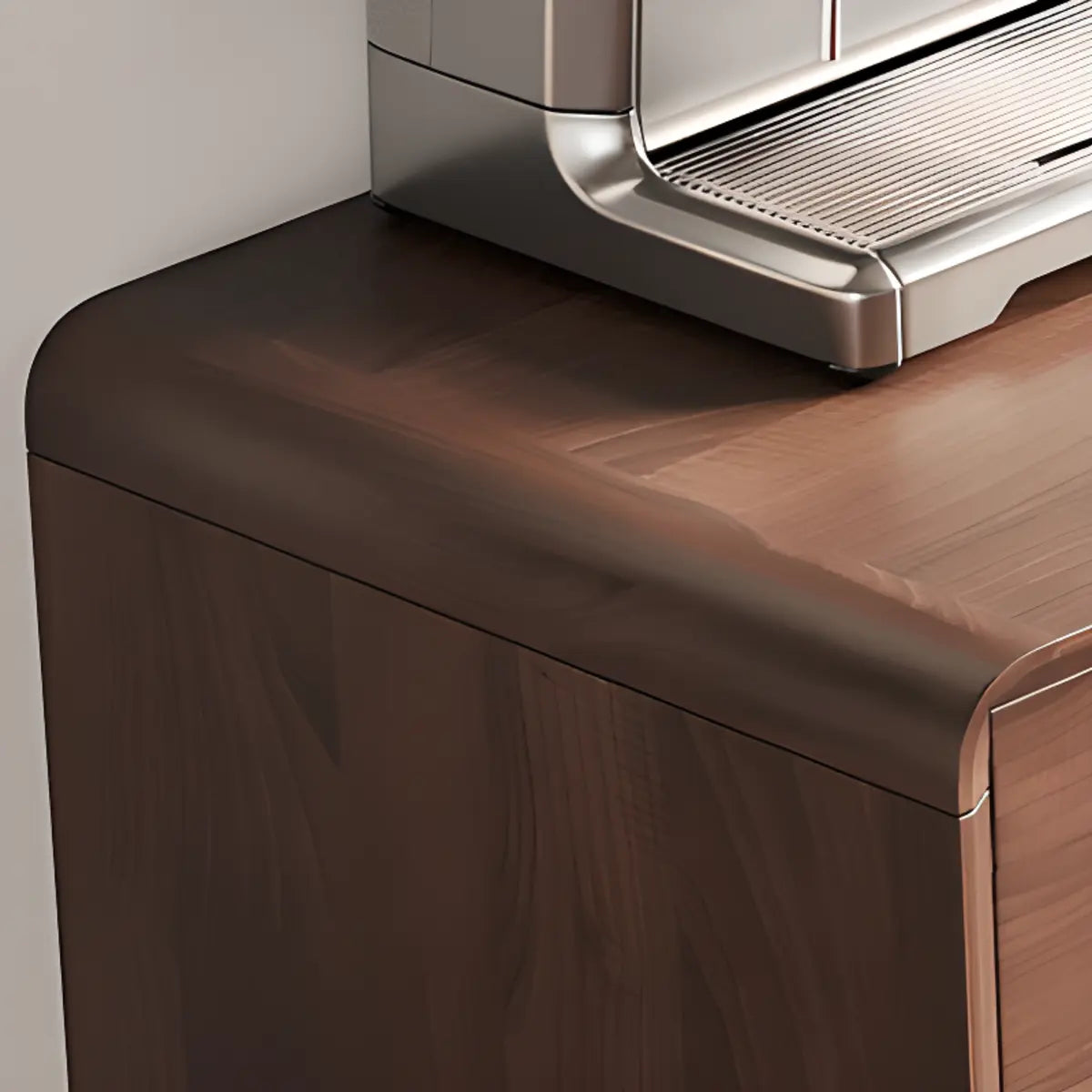 Walnut Brown Large Sideboard with Storage and Shelves Image - 14