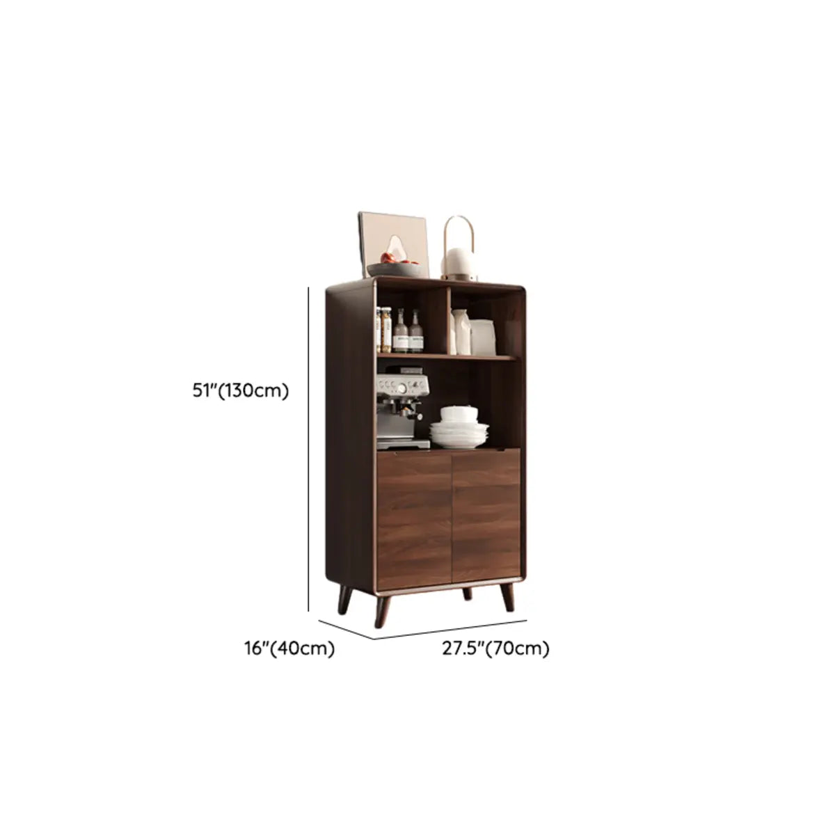 Walnut Brown Large Sideboard with Storage and Shelves Image - 16