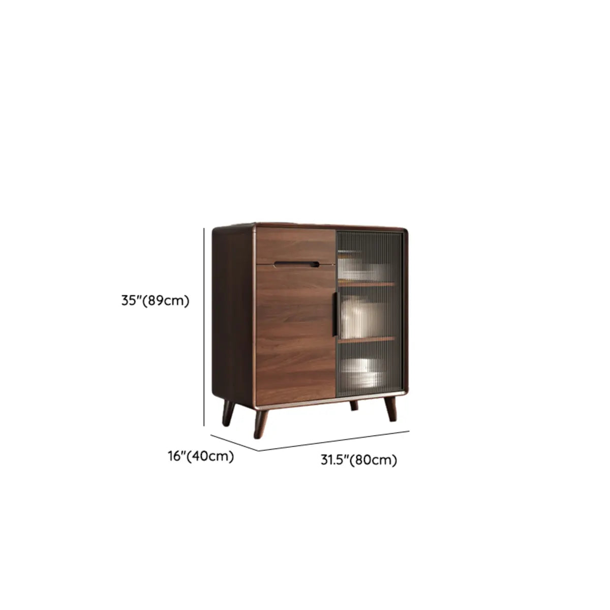 Walnut Brown Large Sideboard with Storage and Shelves Image - 17