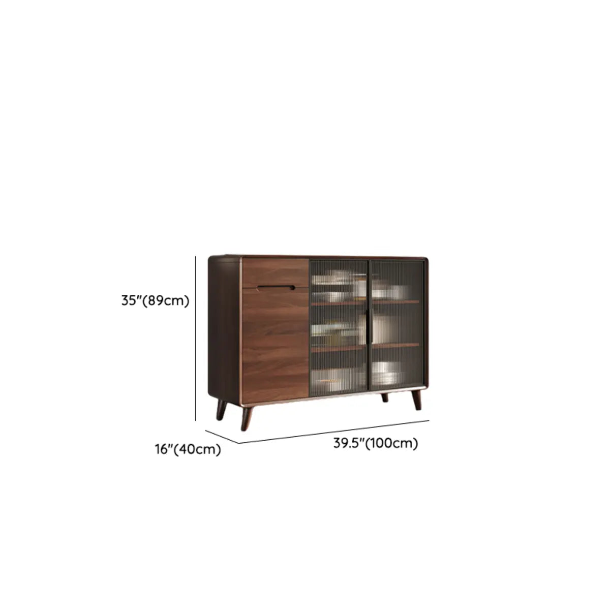Walnut Brown Large Sideboard with Storage and Shelves Image - 18