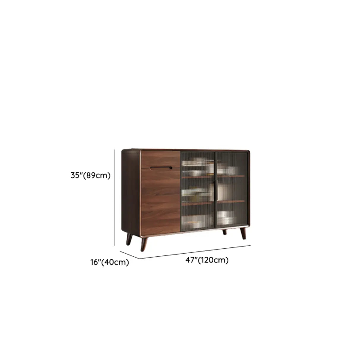Walnut Brown Large Sideboard with Storage and Shelves Image - 19