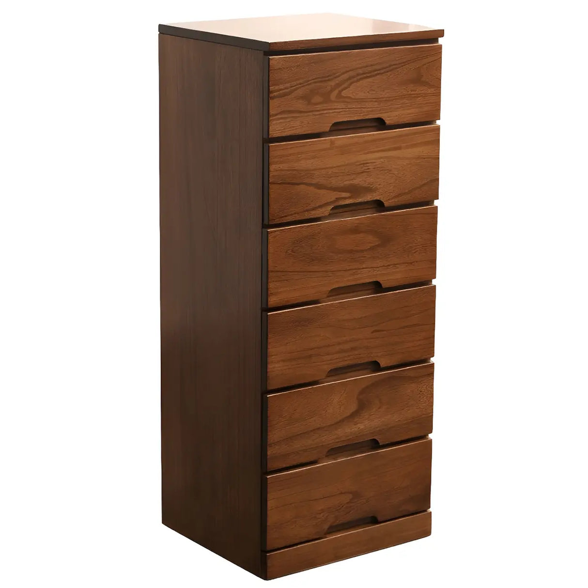 Walnut Finish Wood Step Design Chest with Drawers Image - 11