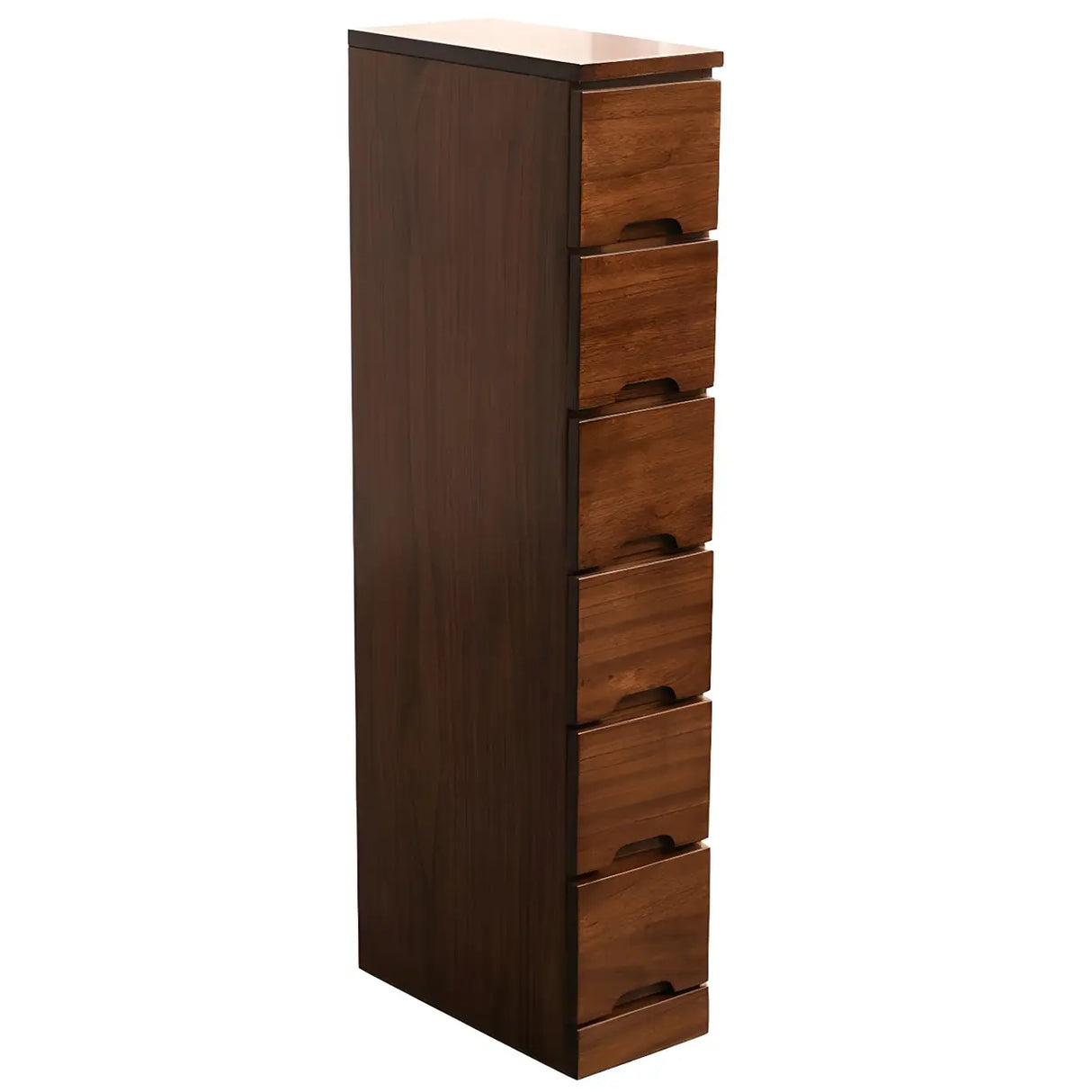 Walnut Finish Wood Step Design Chest with Drawers Image - 2
