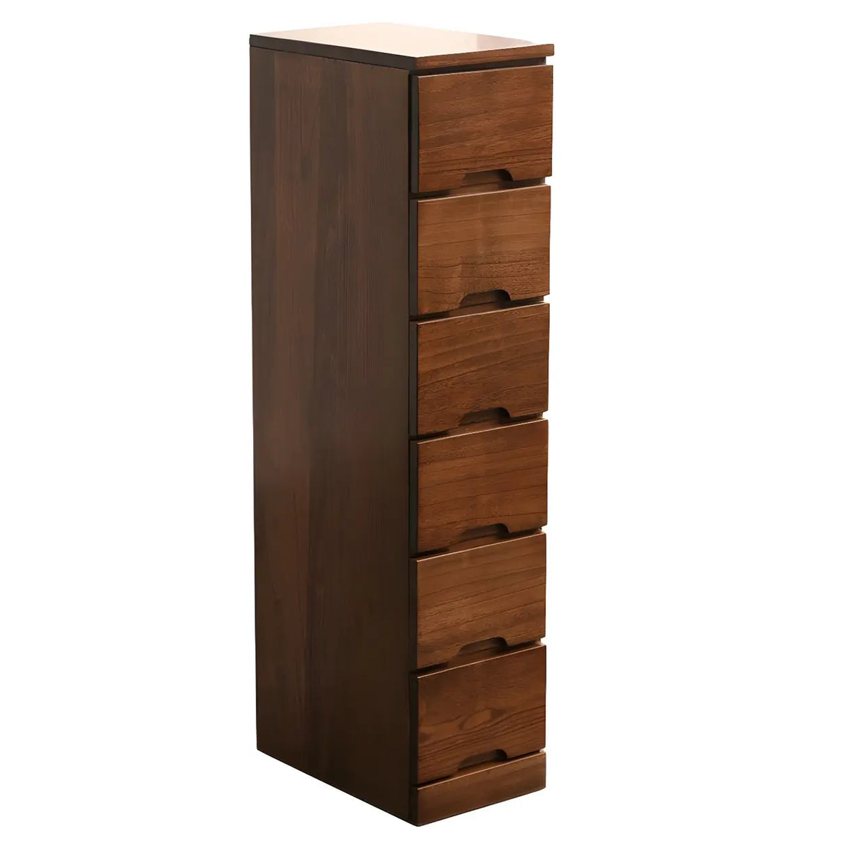Walnut Finish Wood Step Design Chest with Drawers Image - 3
