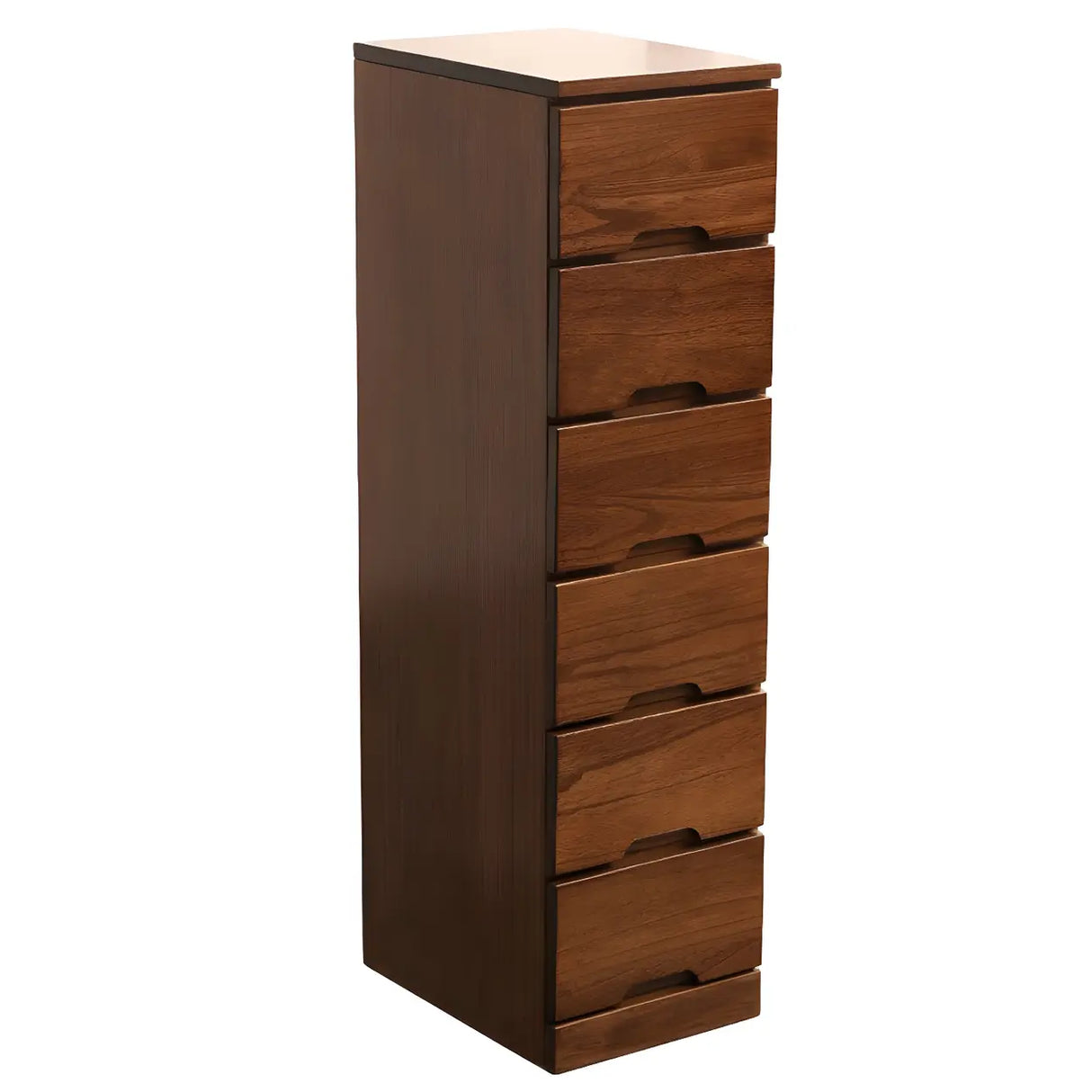 Walnut Finish Wood Step Design Chest with Drawers Image - 6