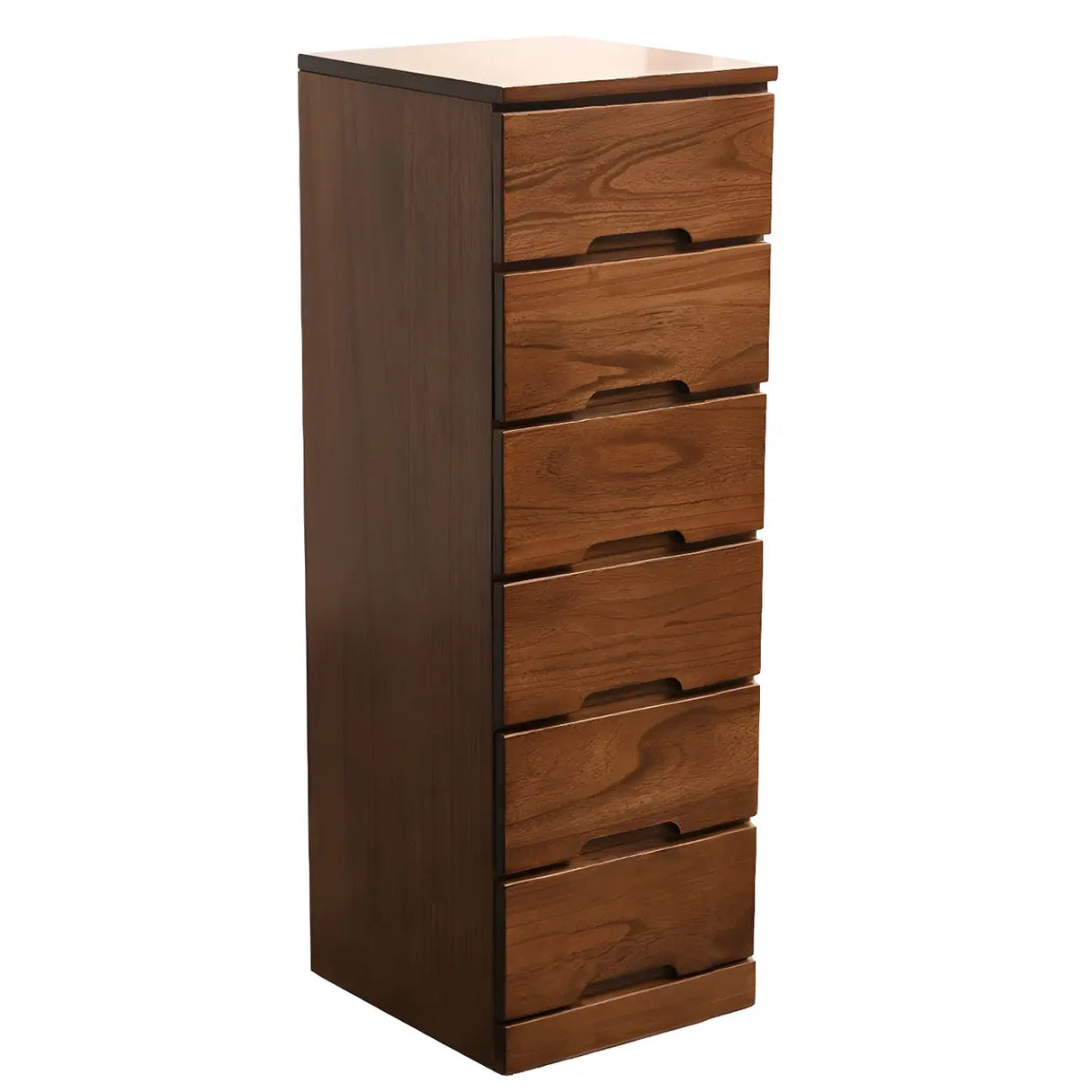 Walnut Finish Wood Step Design Chest with Drawers Image - 7