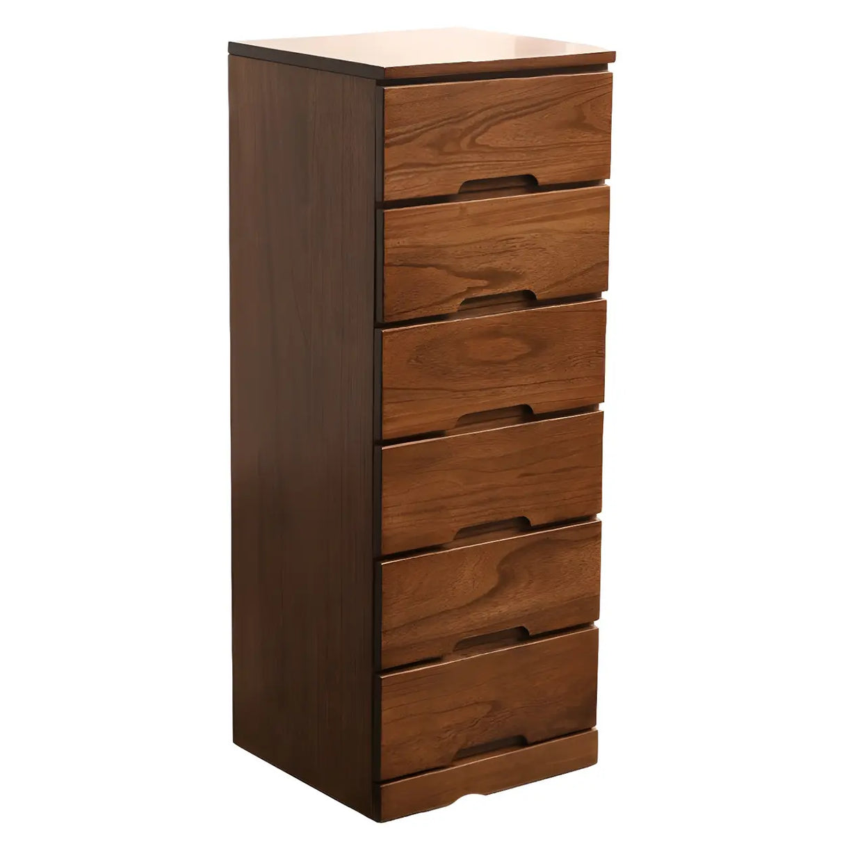 Walnut Finish Wood Step Design Chest with Drawers Image - 9