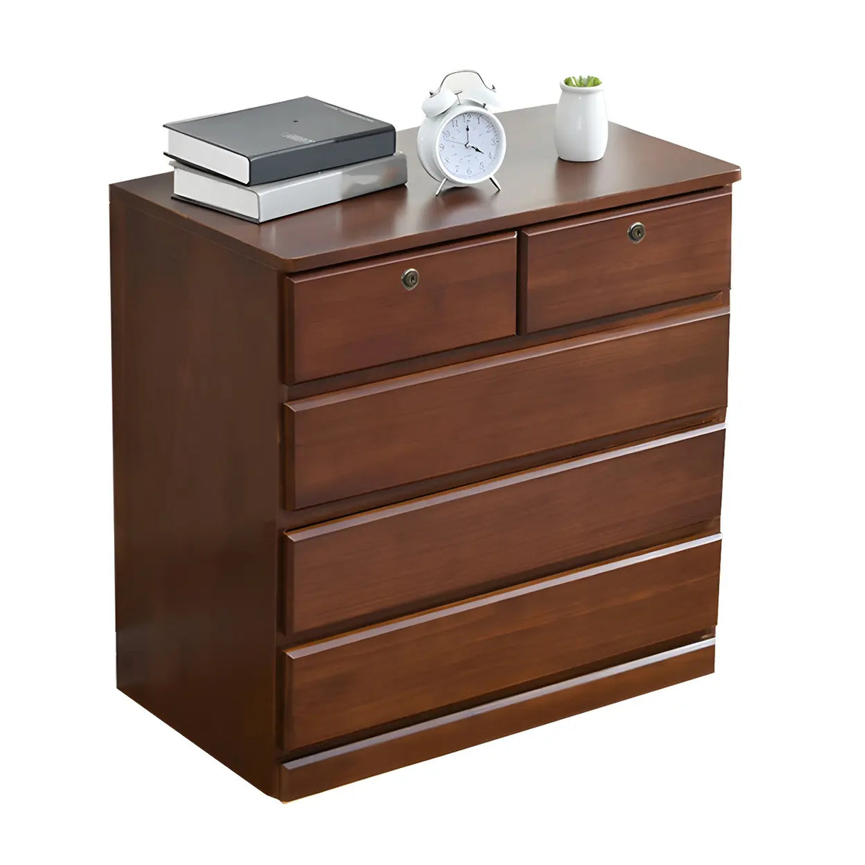 Walnut Finish Wooden Dresser with Soft-Close Drawers Image - 10