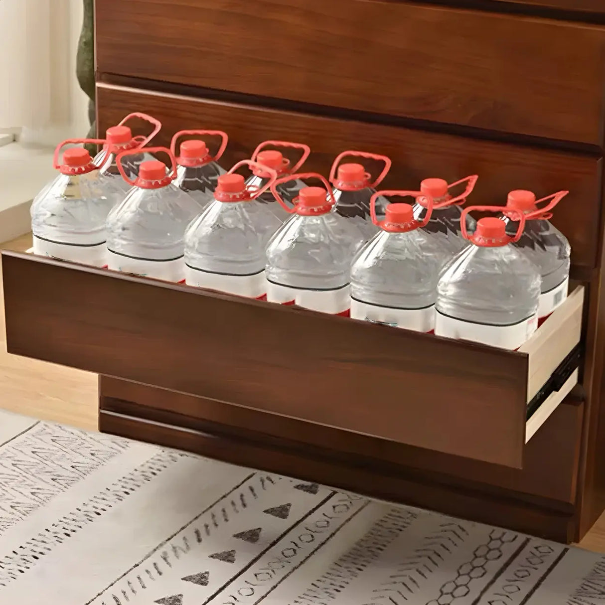 Walnut Finish Wooden Dresser with Soft-Close Drawers Image - 11