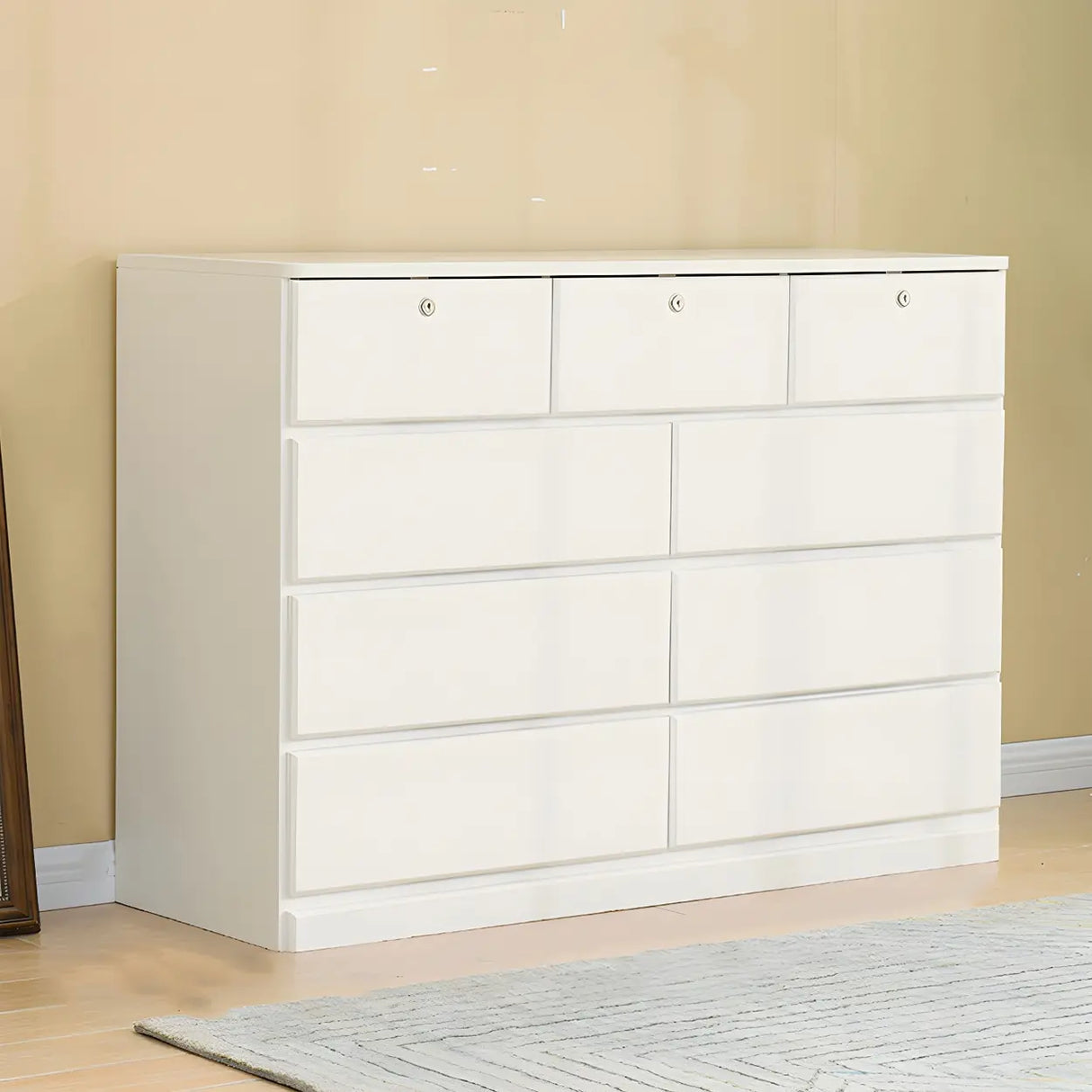 Walnut Finish Wooden Dresser with Soft-Close Drawers Image - 12