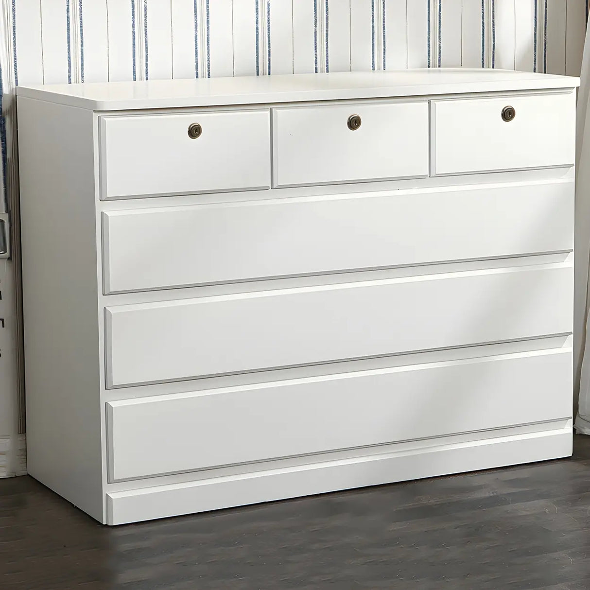 Walnut Finish Wooden Dresser with Soft-Close Drawers Image - 13