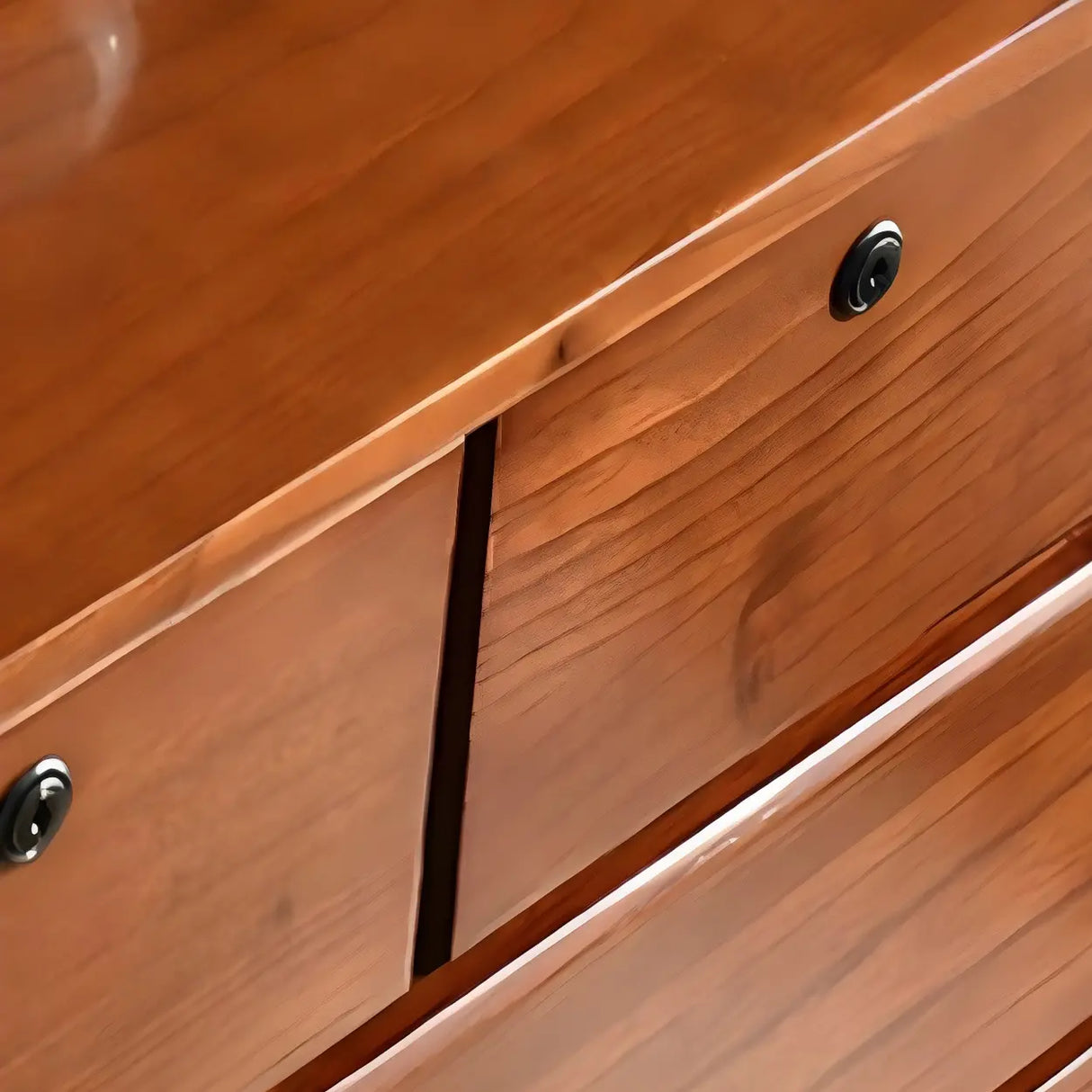 Walnut Finish Wooden Dresser with Soft-Close Drawers Image - 16