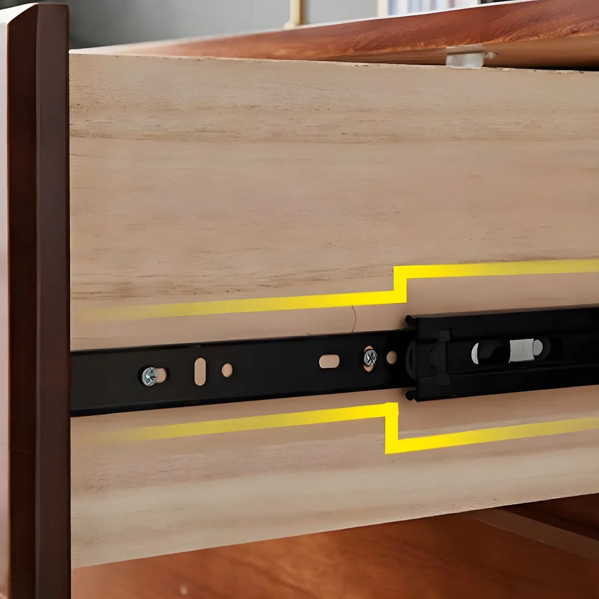 Walnut Finish Wooden Dresser with Soft-Close Drawers Image - 17