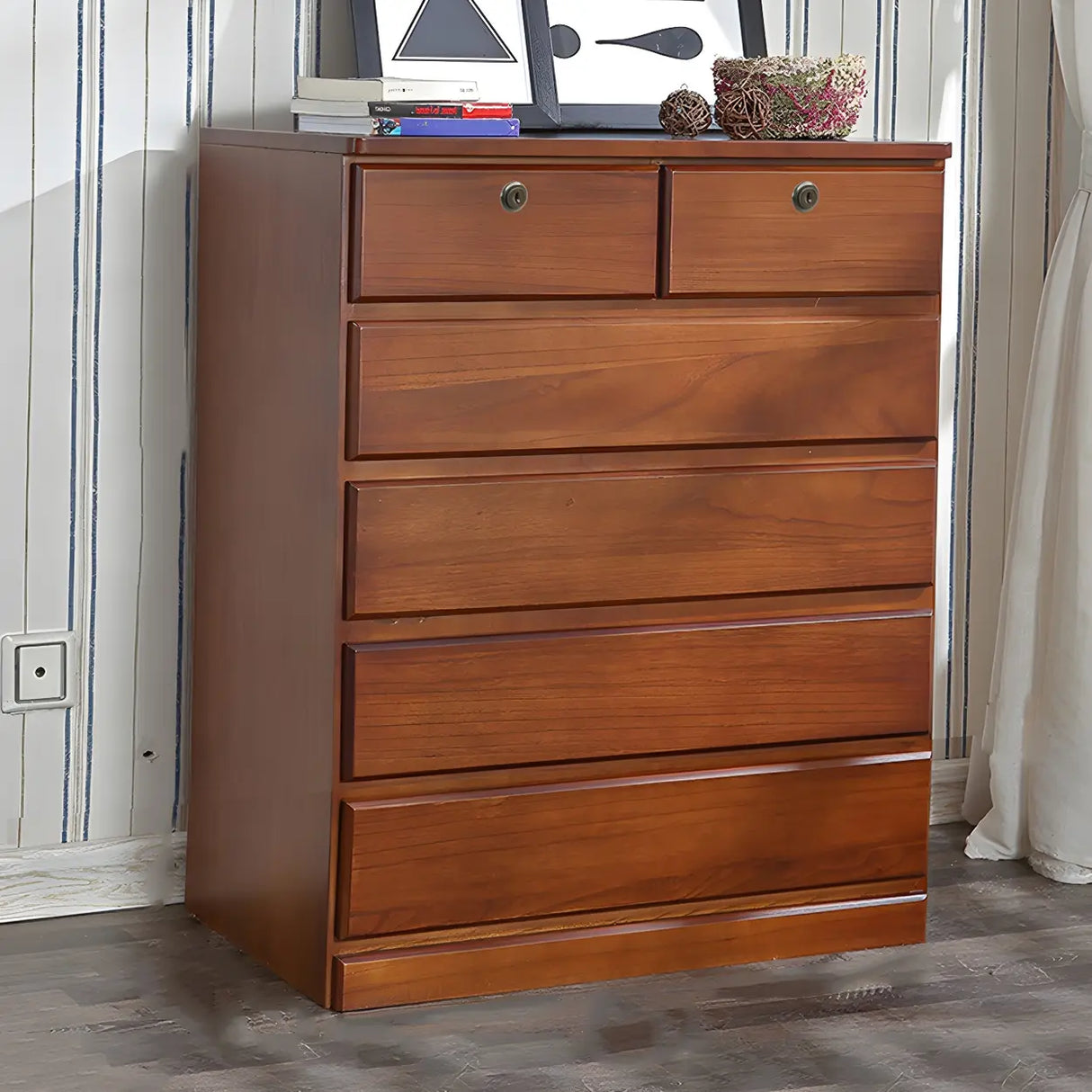 Walnut Finish Wooden Dresser with Soft-Close Drawers Image - 20