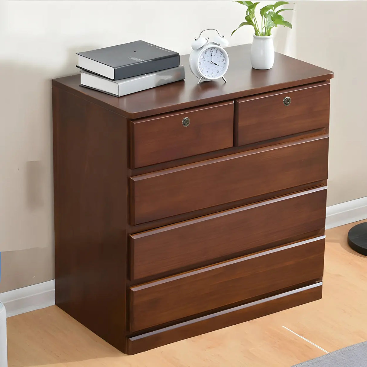 Walnut Finish Wooden Dresser with Soft-Close Drawers Image - 22