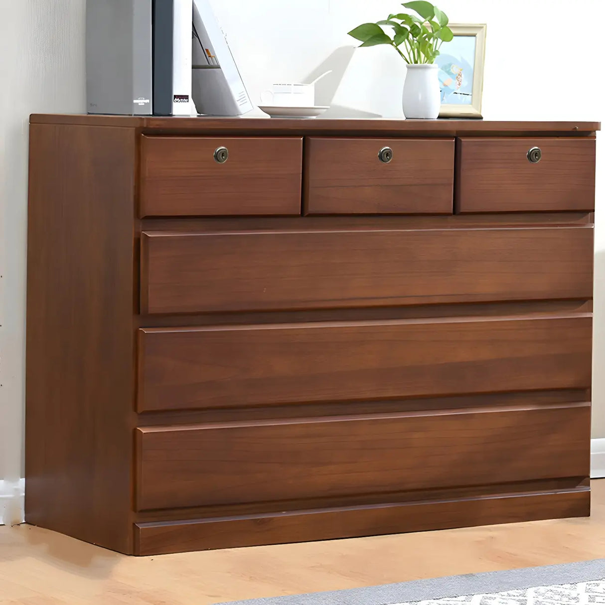 Walnut Finish Wooden Dresser with Soft-Close Drawers Image - 23