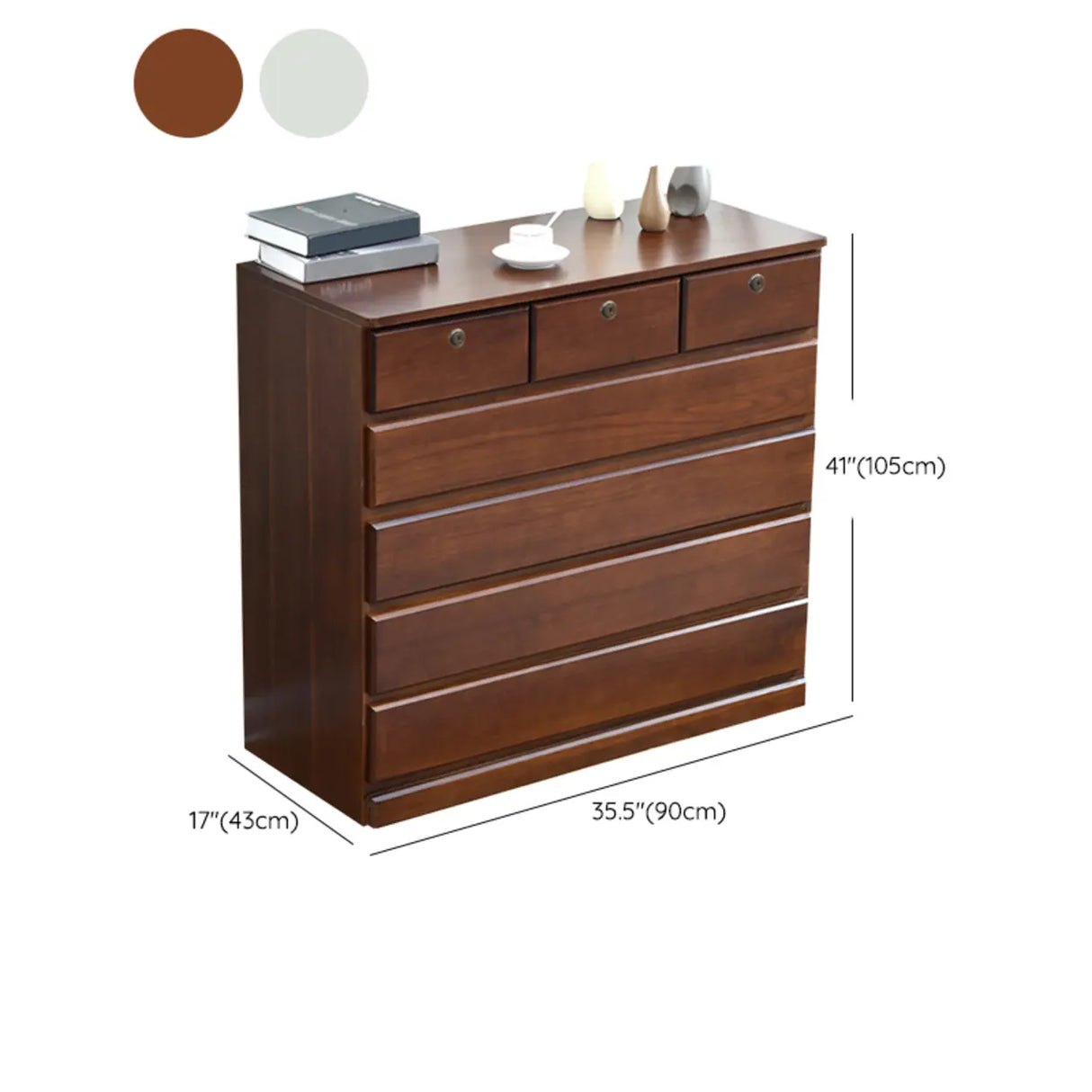 Walnut Finish Wooden Dresser with Soft-Close Drawers