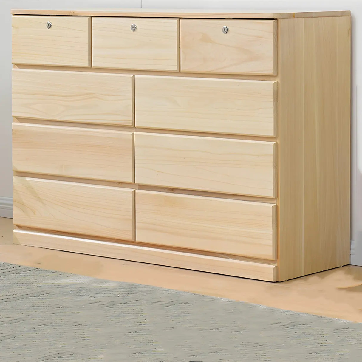 Walnut Finish Wooden Dresser with Soft-Close Drawers Image - 2