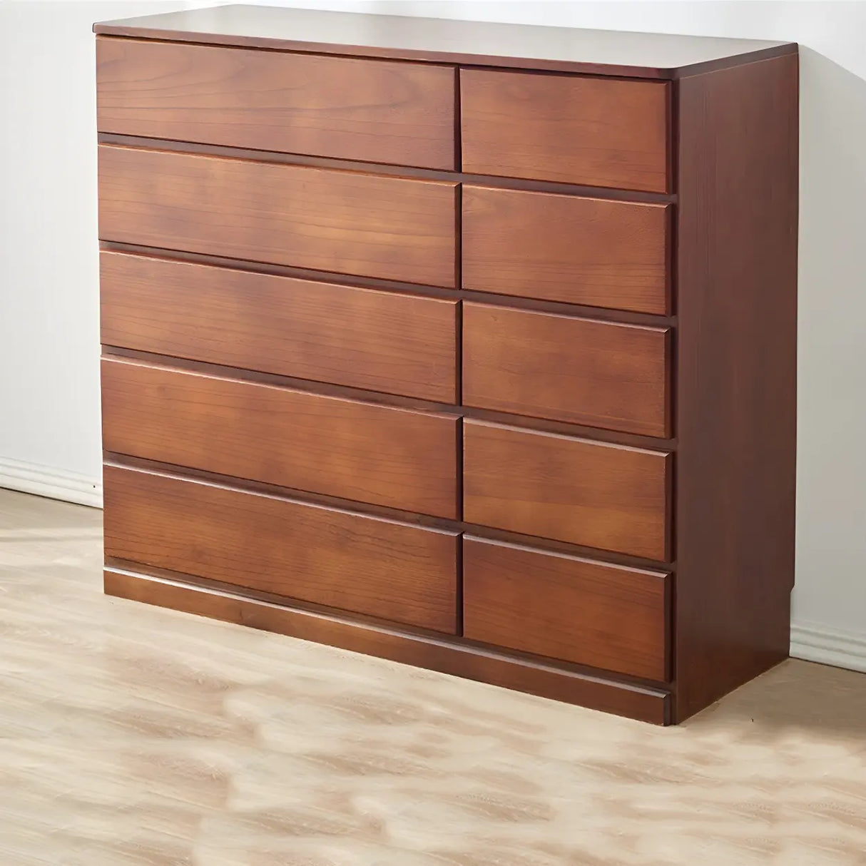 Walnut Finish Wooden Dresser with Soft-Close Drawers Image - 5